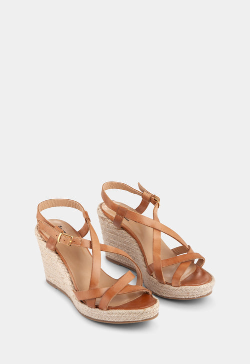 Ivylee Copenhagen Maya Escuvado Wedge Sandals Dark Tan