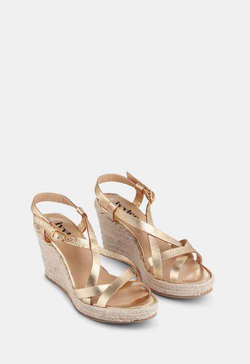 Ivylee Copenhagen Maya Metallic Wedge Sandals Gold