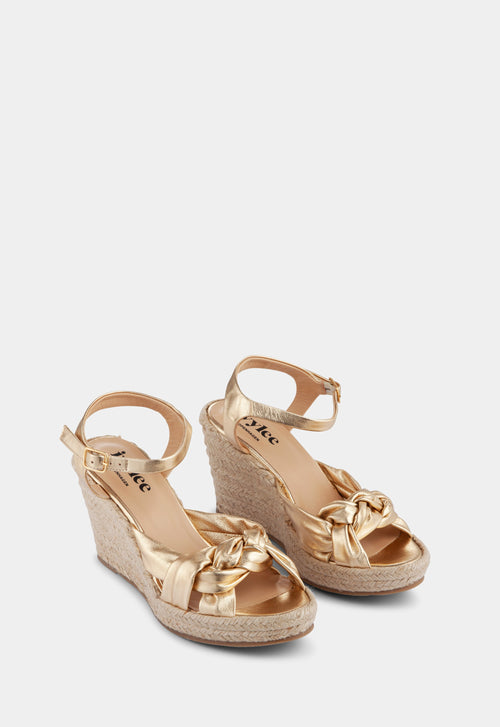 Ivylee Copenhagen Melissa Metallic Wedge Sandals Gold